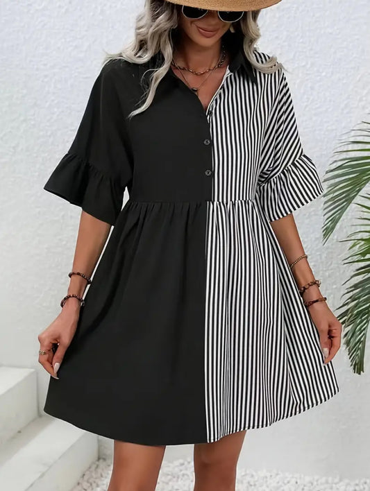 Cute & Casual, V Neck Dress, Short Sleeve Dress