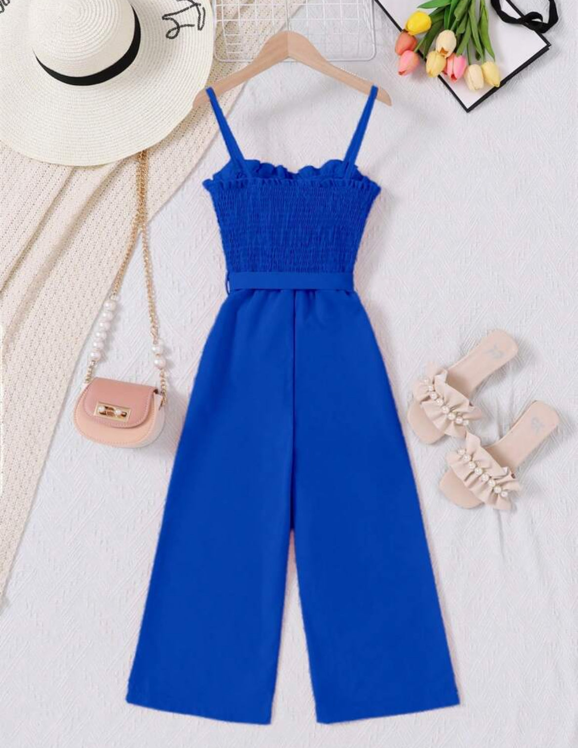 ‘SUMMER’ Girls Ruched Jumpsuit