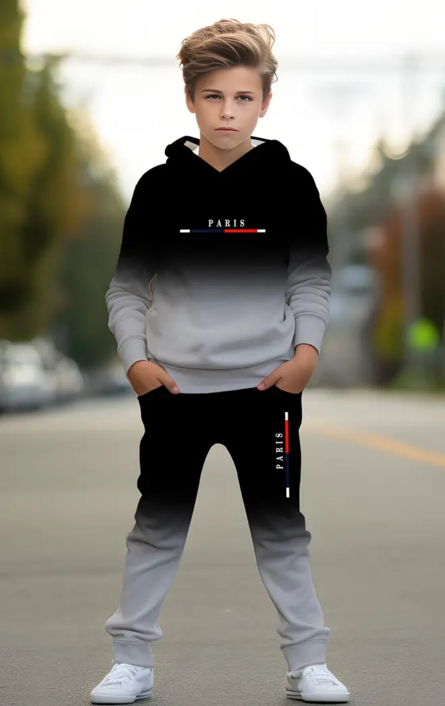 Boys Gradient Hoodie Set + Pant + Pockets