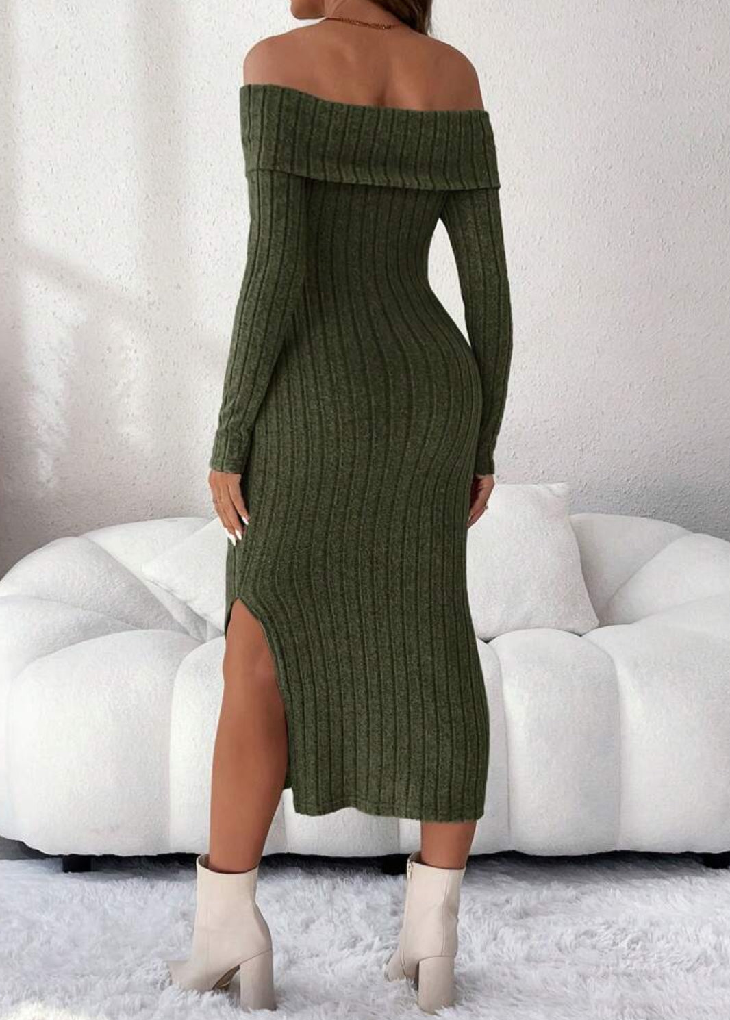 Off-Shoulder, Side Slit Bodycon Dress, Casual, Baby Bumps 🌙⭐️Collection