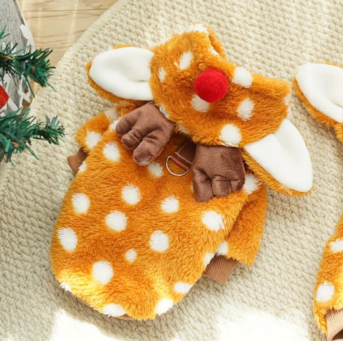 1pc Winter Reindeer Costume, Cozy Pullover for Small Breeds 🦌