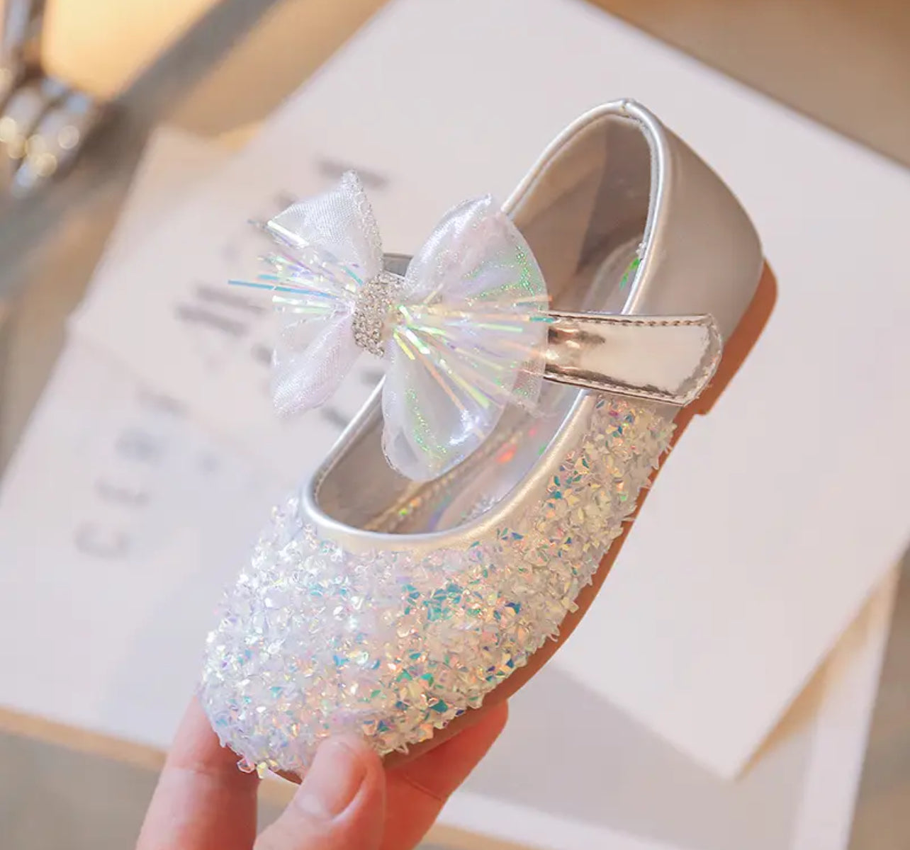 Zapatos planos con lazo de princesa y diamantes de imitación