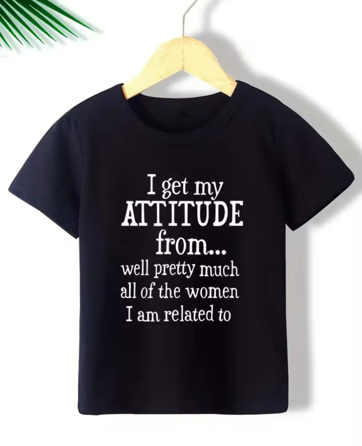 Camiseta informal de cuello redondo para niños y niñas “I get my Attitude”