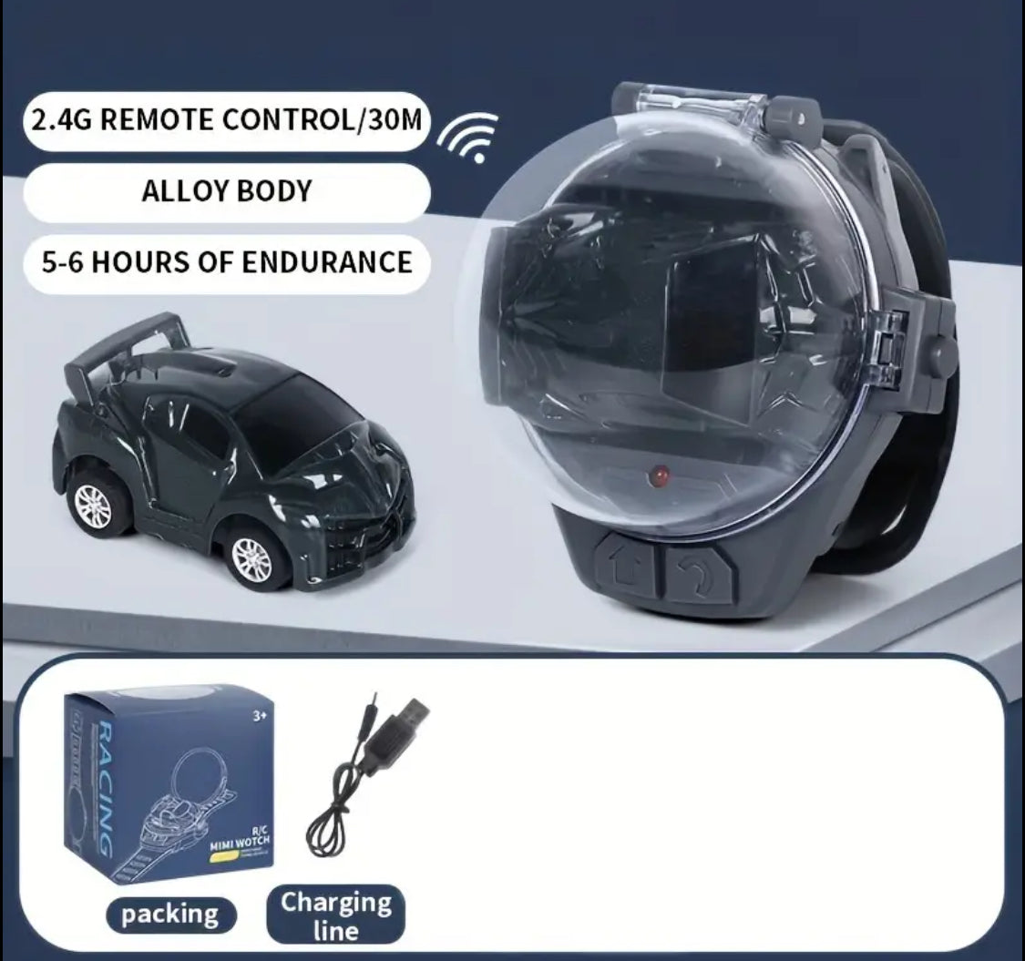 Mini Remote Control Car Watch Toy 2.4 GHz, Wrist Racing Watch, USB Charging Remote Control Interactive Toy Car