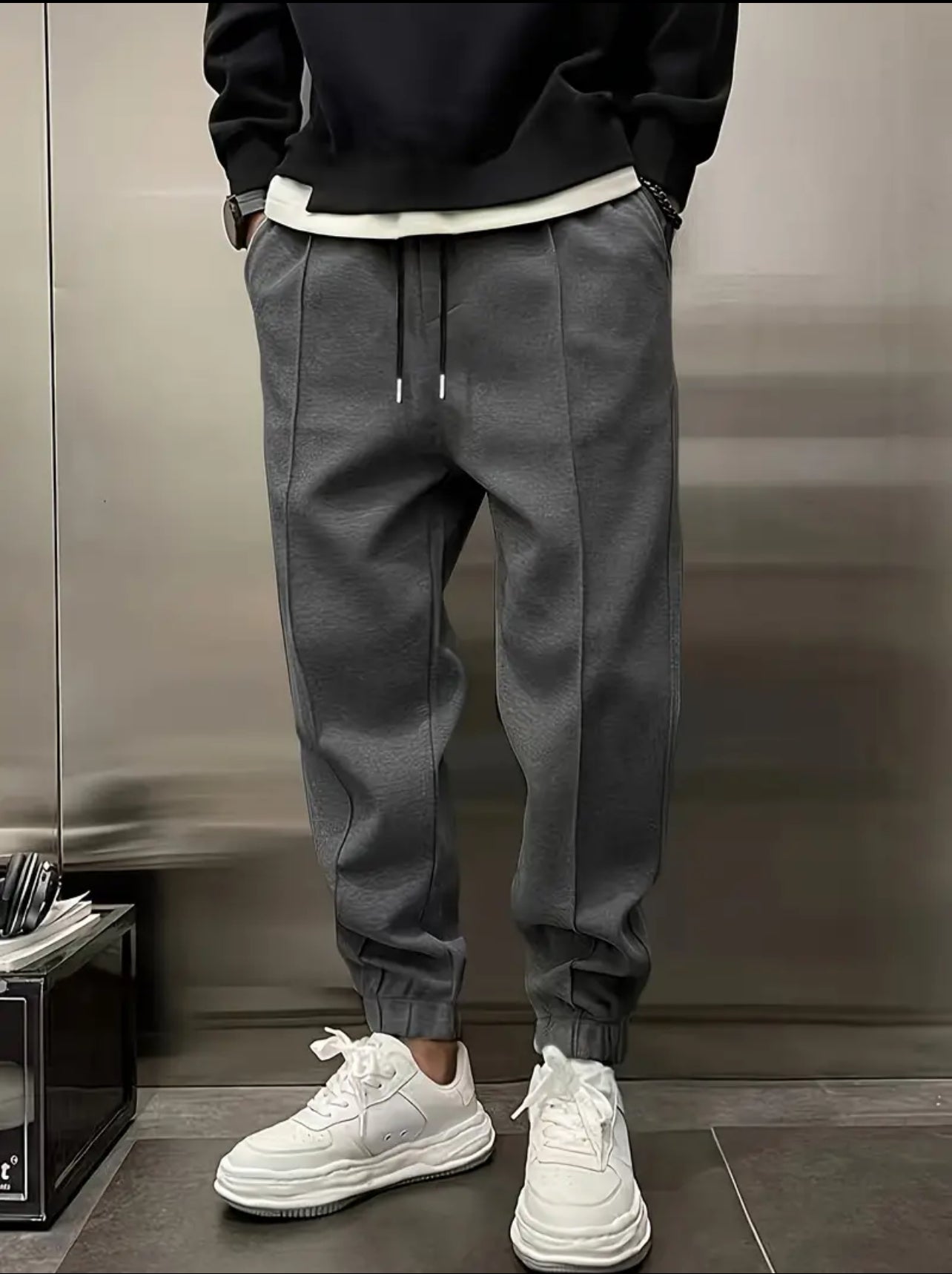 Drawstring Sweatpants Loose Fit Pants, Men's Casual Joggers