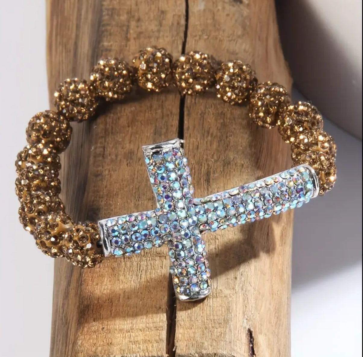 Bling Rhinestones Cross Decor Bracelet