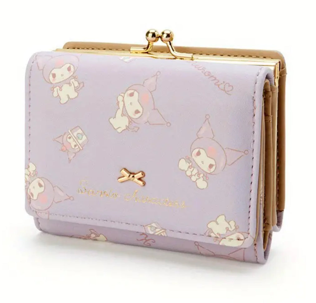 Sanrio “Hello Kitty & Friends” PU Casual Short Wallet, Zipper, Buckle Card Holder