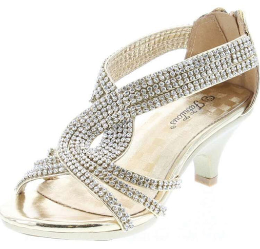 ‘Diamonds’ Girls Glam Chunky Heels