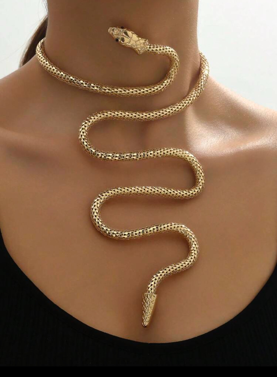 Snake Wrap Around, Connected Finger Bracelet, 1Pc Metallic Gold