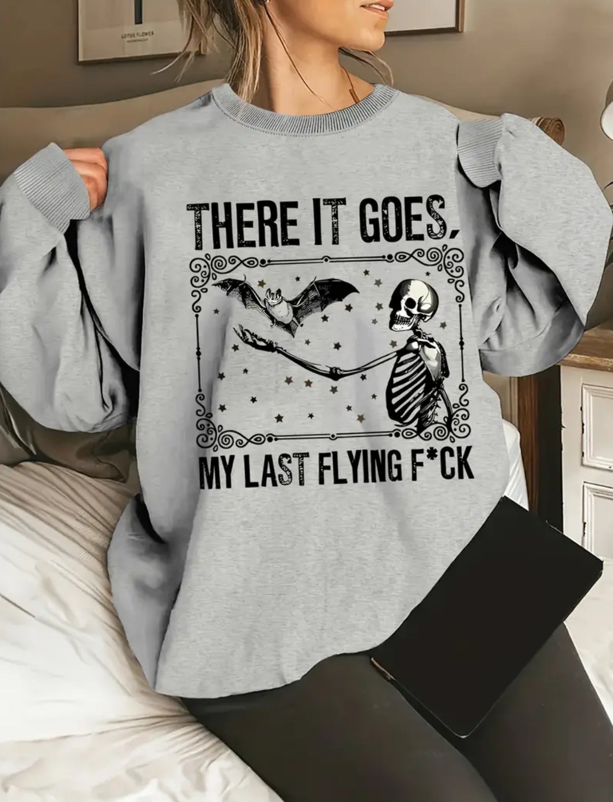 Plus Size Skull Print Sweatshirt, Casual