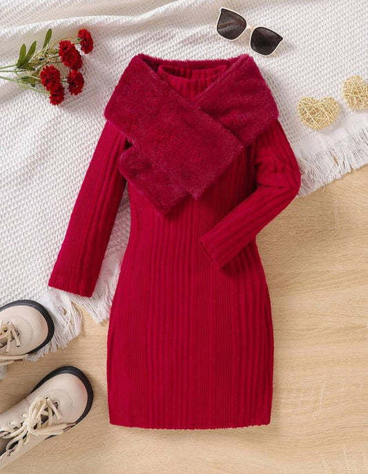 “Little Lady In Red” Fitted Dress & Scarf, Posh ♥️ Girls