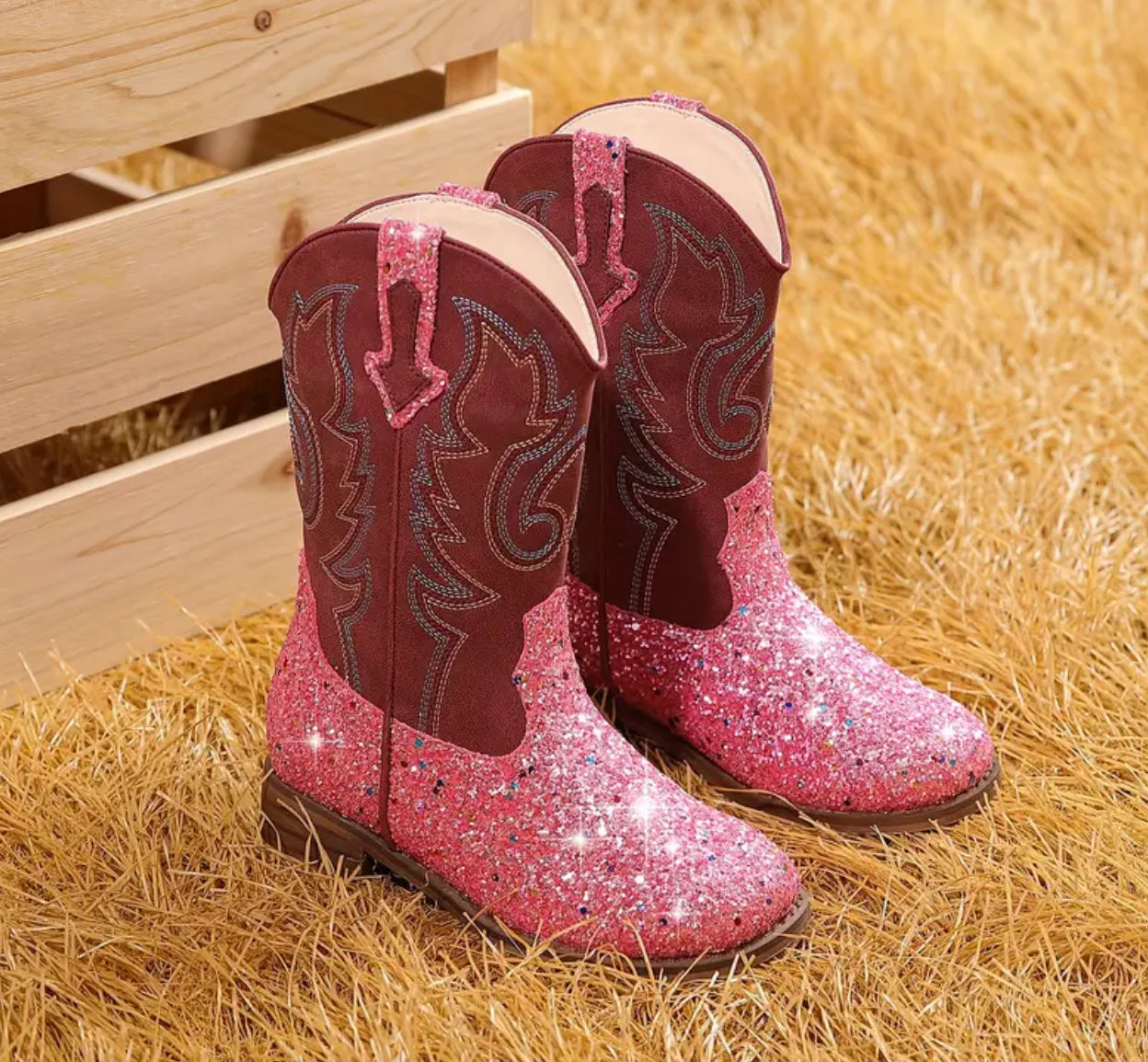 “Shiny Sequin” Girls, Cowgirl Boots