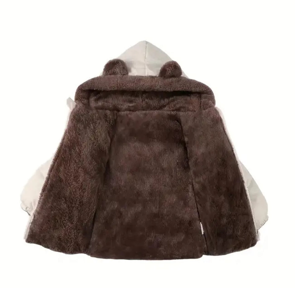 “Warm Bear” Hooded Jacket - Cute Ears Design, Reversible, Zip-Up Coat for Winter