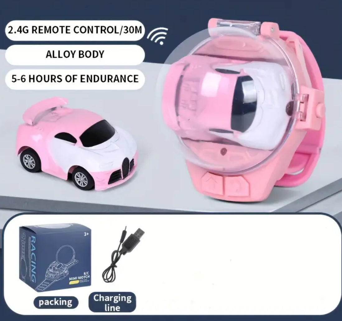 Mini Remote Control Car Watch Toy 2.4 GHz, Wrist Racing Watch, USB Charging Remote Control Interactive Toy Car