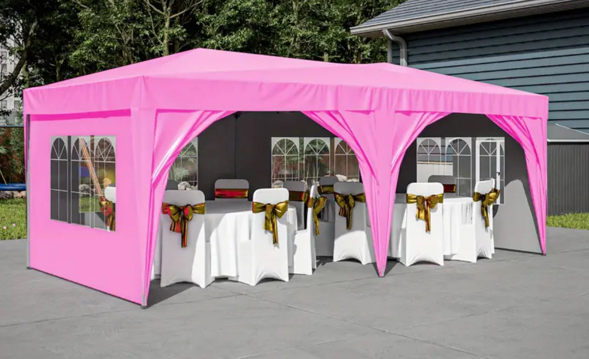 10'x20' Pop Up Canopy Tent with 6 Sidewalls, Ez Pop Up Outdoor Canopy