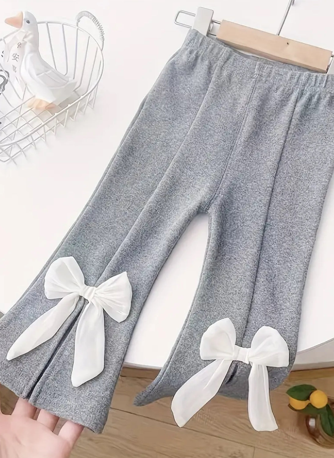 Girls Breathable & Stylish Split 🩶🤍 Bowknot Decor Pants