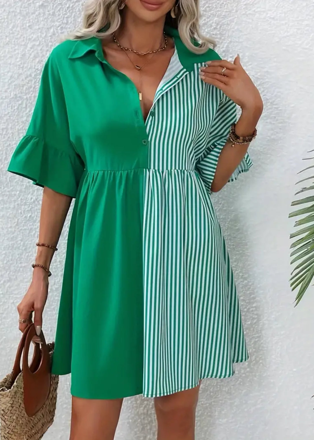 Cute & Casual, V Neck Dress, Short Sleeve Dress