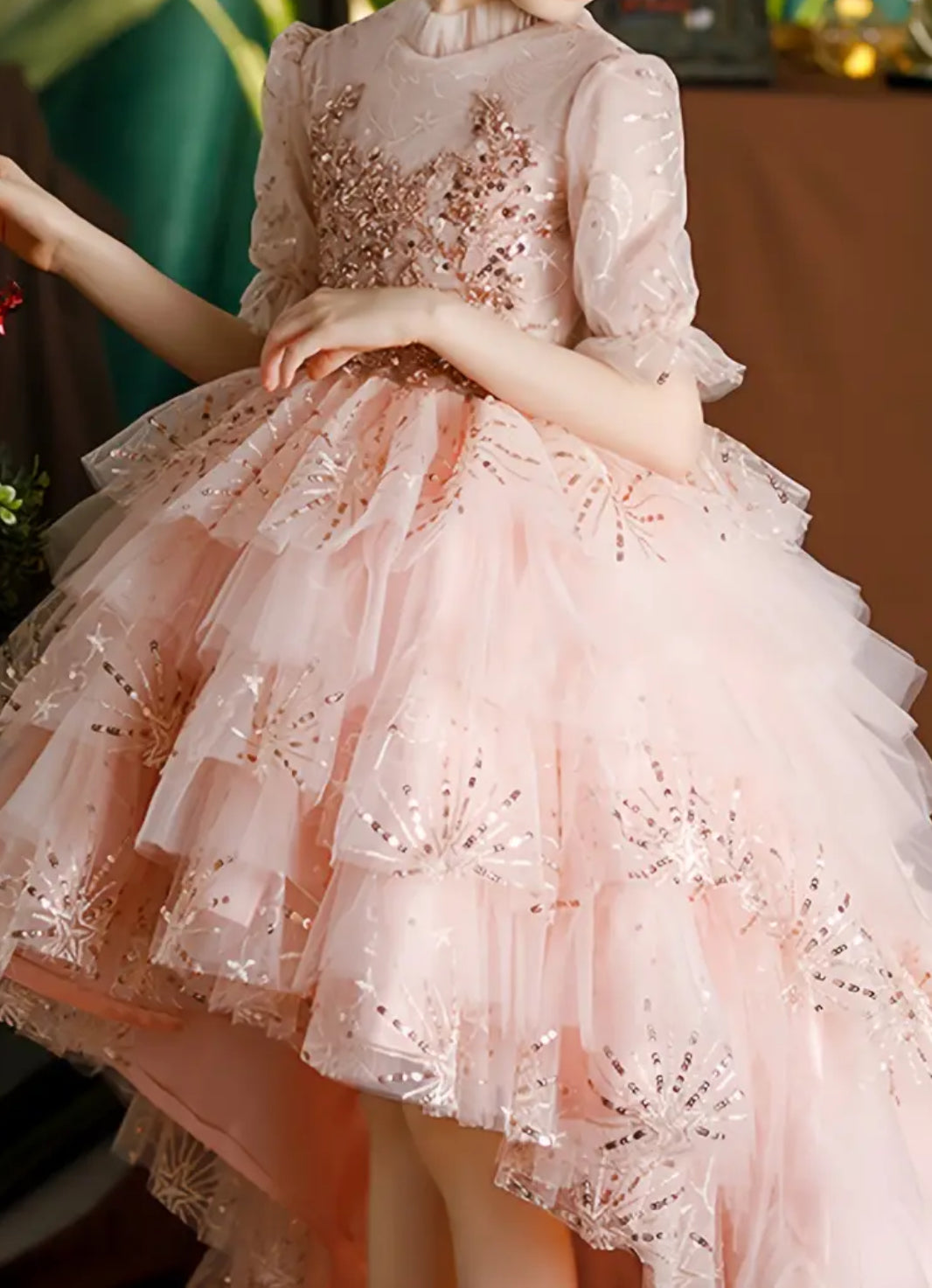 “Pink Girls” Trailing Princess Gown