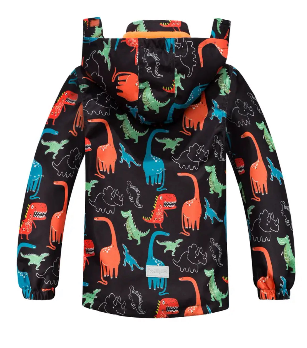 Dinosaur Jacket Raincoat Windbreaker, With Removable Hood Fleece Lining