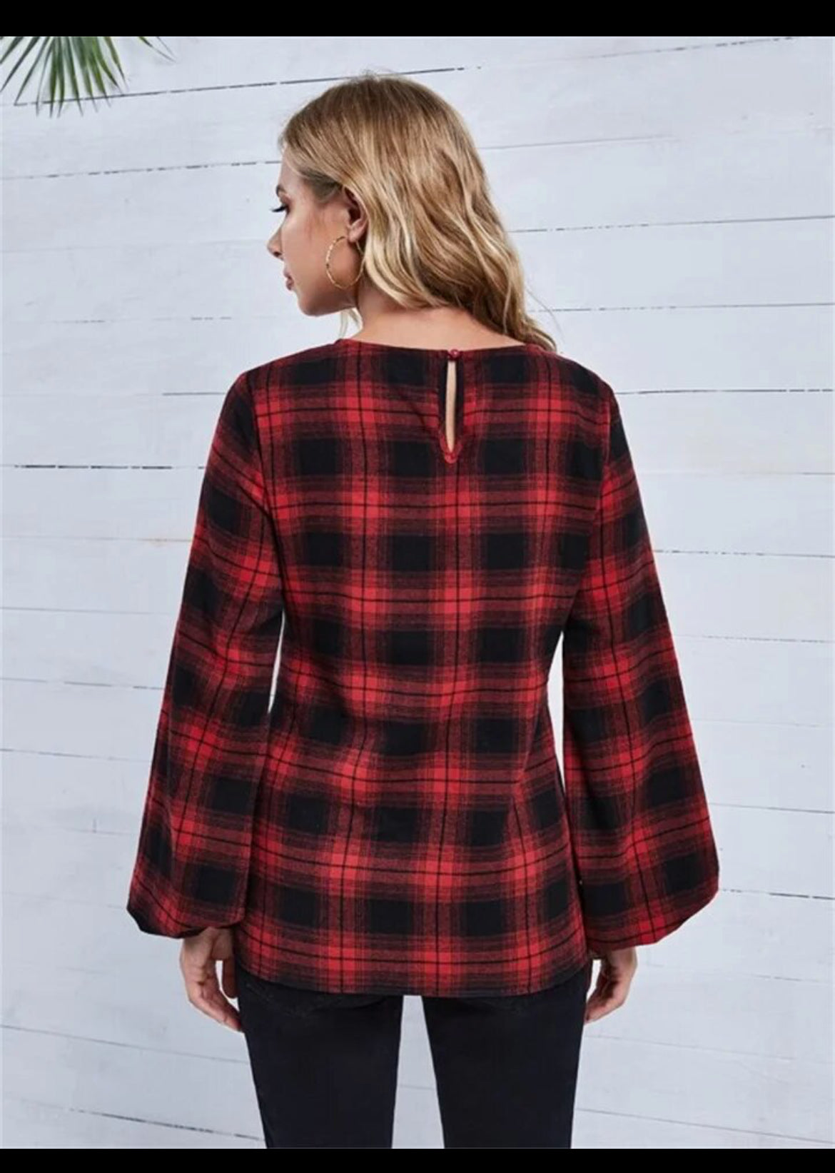 Women's European and American maternity wear autumn red plaid top