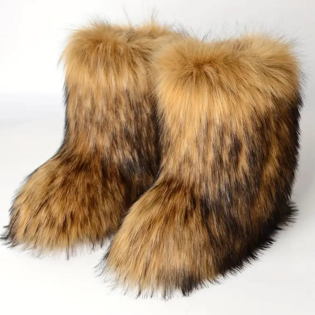 “Elegance Faux Fur Boots” Women’s, Mid-Calf, Slip-On, Comfortable Plush Lining, Durable Rubber Sole