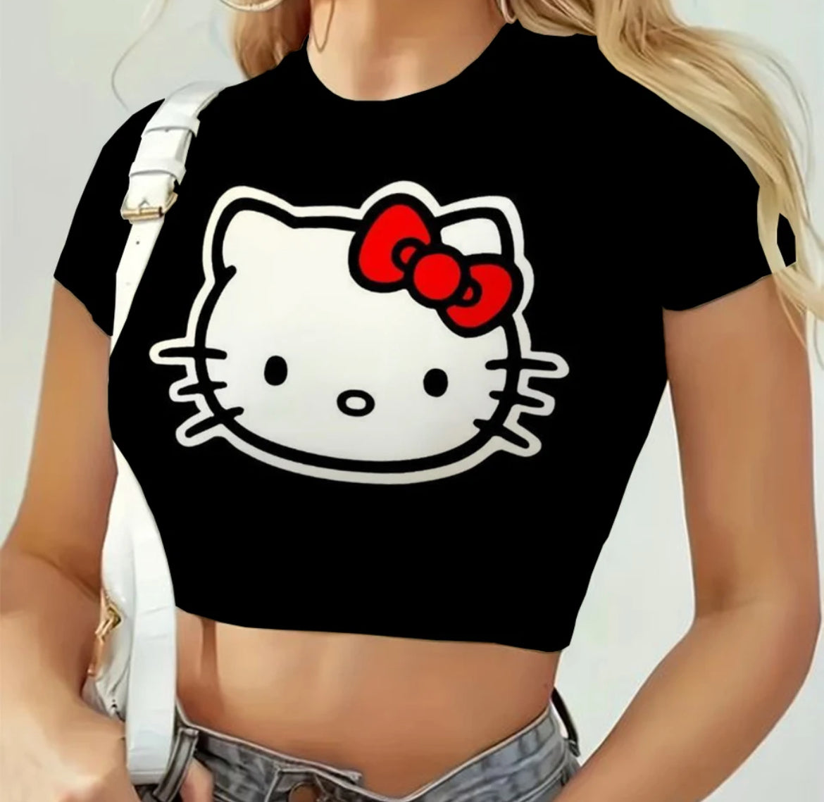 Crop Top, Y2K Hello Kitty, Short Sleeve, Women’s