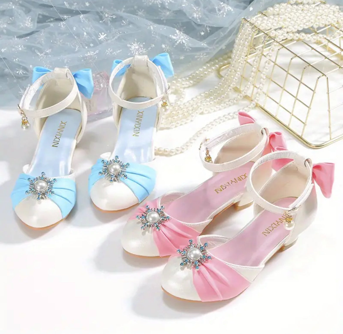 Luxury Elegant Ribbons & Pearls Bowknots, Heels