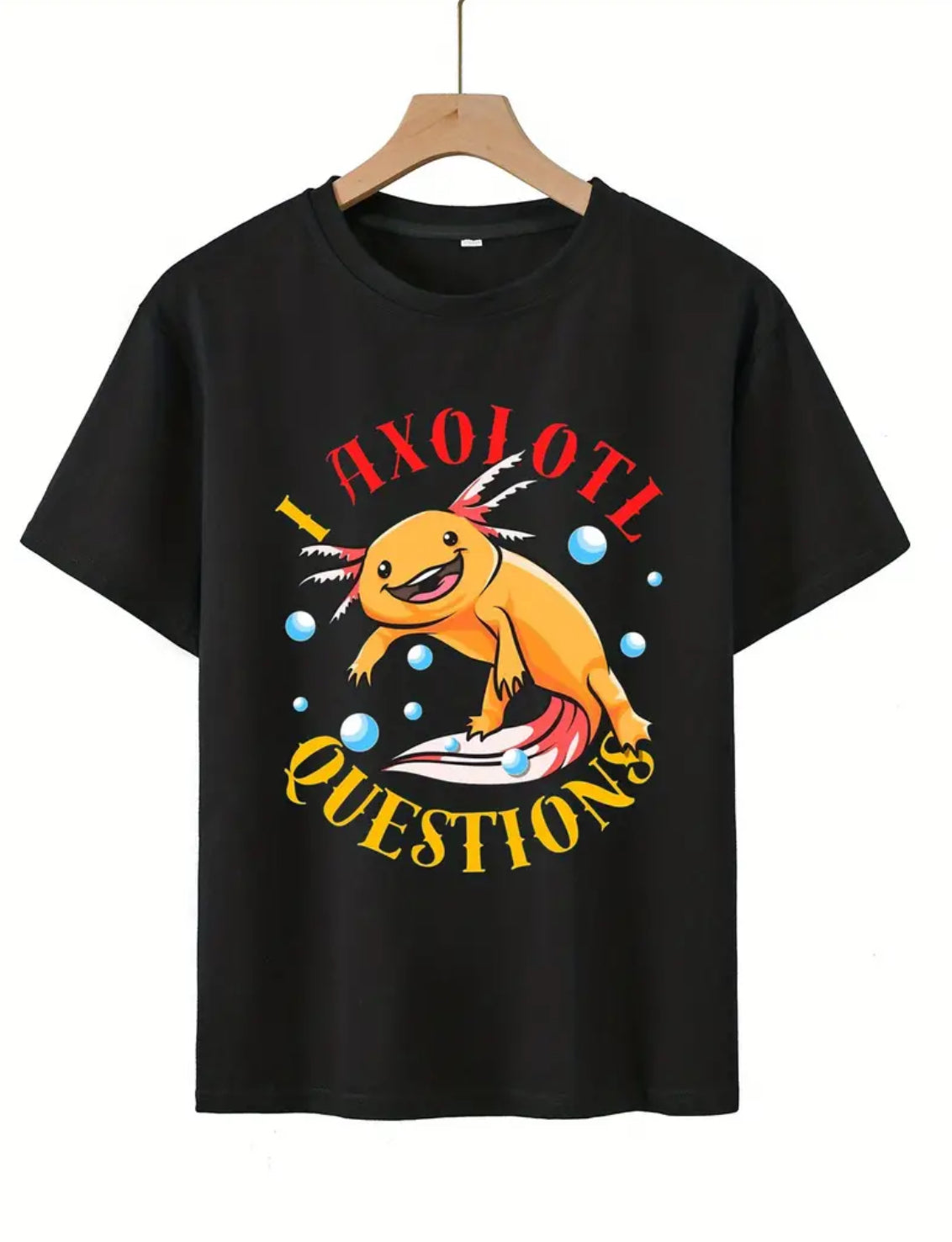 “I Axolotl Question” Boy's And Teenager's T-shirt, Casual Short Sleeve