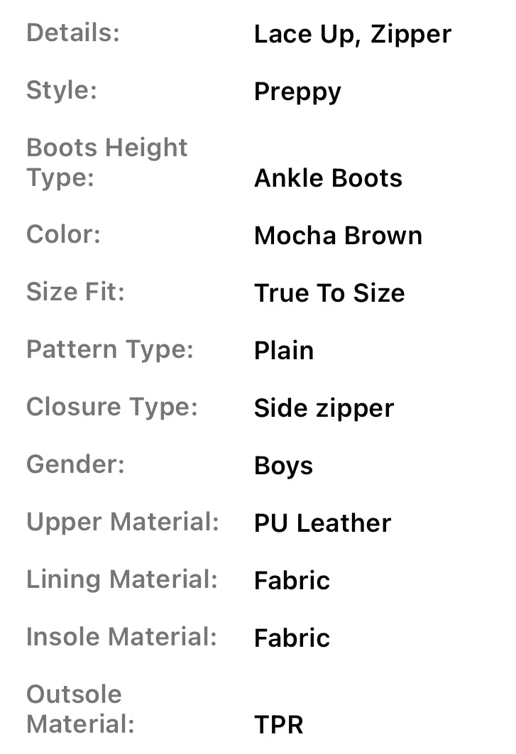 Boys Zipper Slip-On, Warm Short Boots, Waterproof Anti-Skid, Lace-Up, Casual, High-Top PU Leather