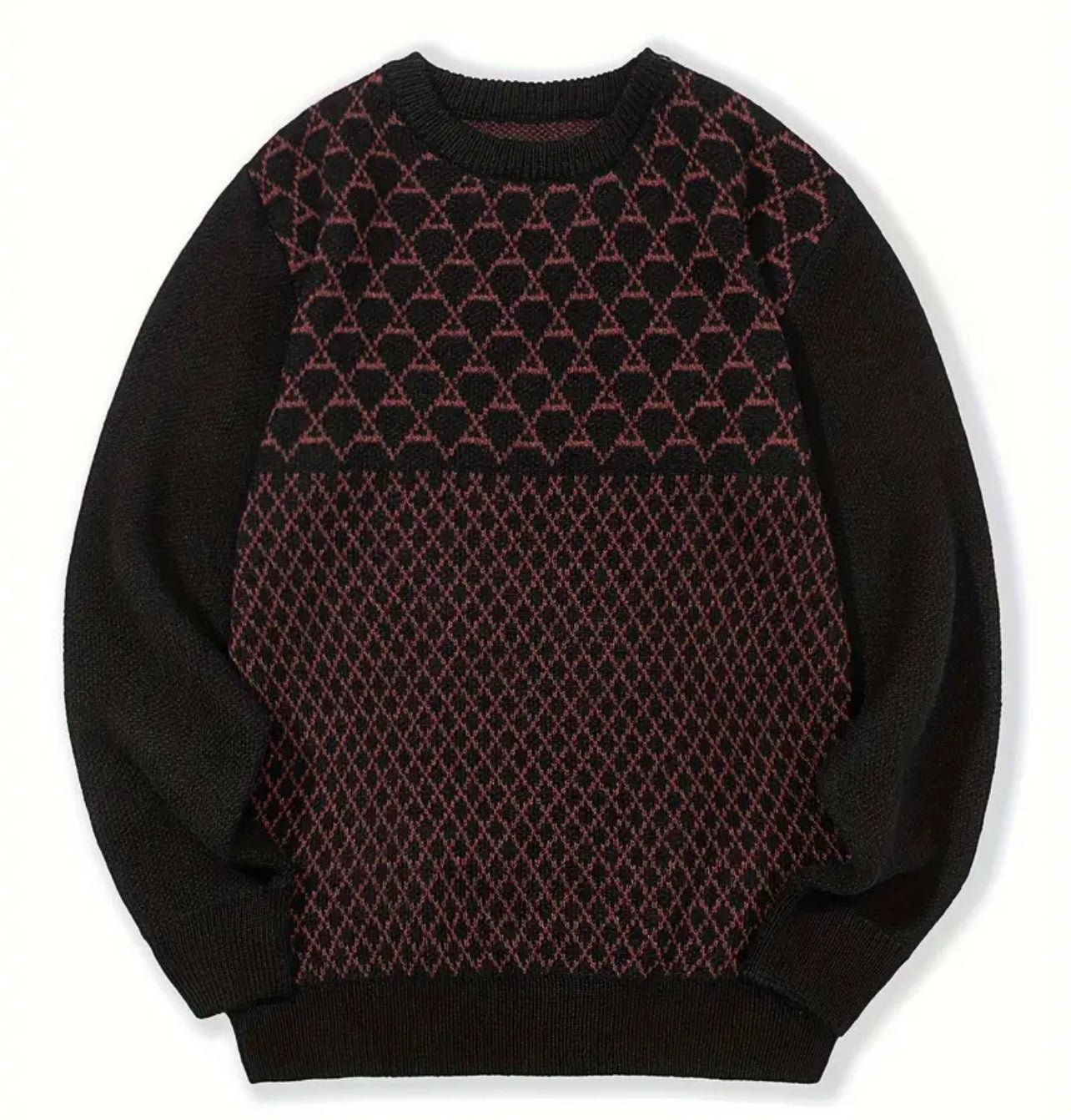 Men’s Knitted Diamond Pattern Sweater, for the Modern Man, S-4XL