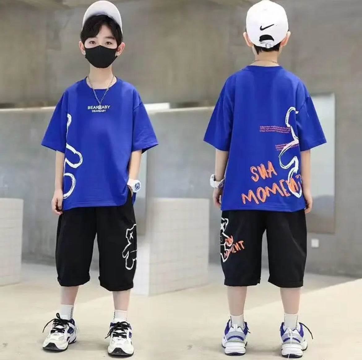 “ Modish Bear” T-shirt and Shorts, 2 Pc, Tracksuits