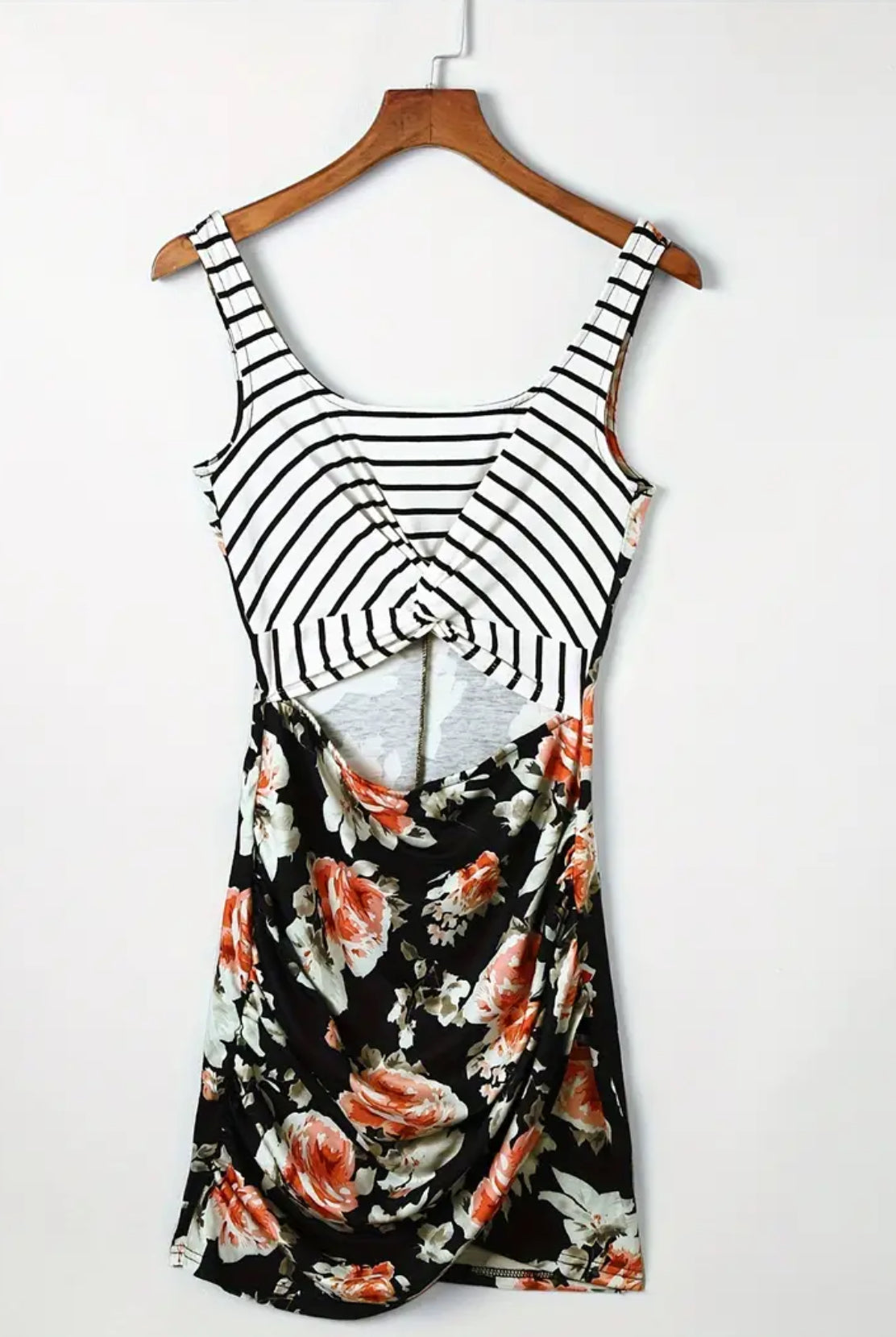 Sexy Twist, Floral & Striped Dress