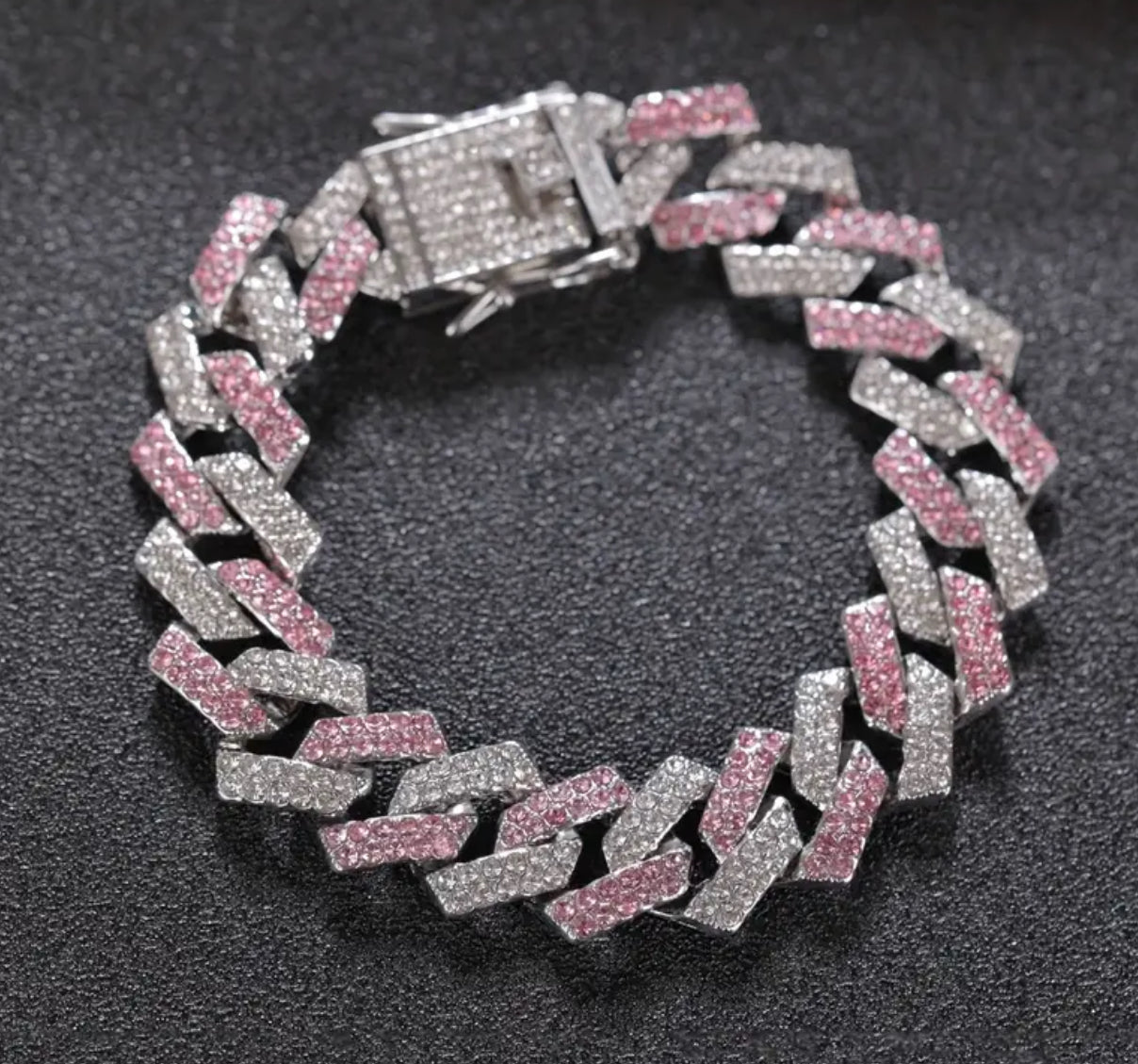 1 pieza, collar o pulsera de cadena cubana con diamantes de imitación y aceite goteante de colores