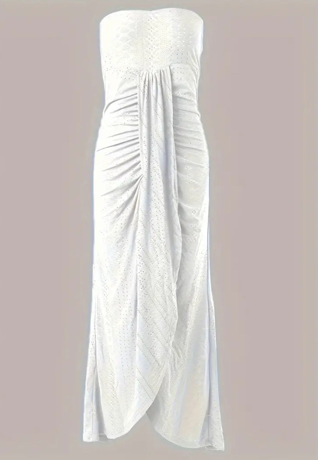 Stunning Eyelet Embroidered Wrap Tube Dress - Elegant Sleeveless Strapless Design