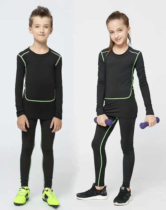 Kids Breathable Quick Drying Stretchy Sports Undergarments For Sports Training & Winter Activities