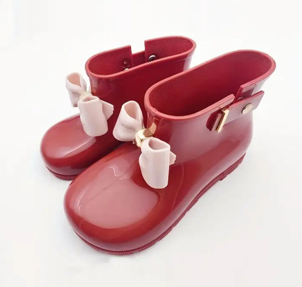 Trendy Cute Bowknot Slip On “Chic Rain Boots” For Girls, Waterproof