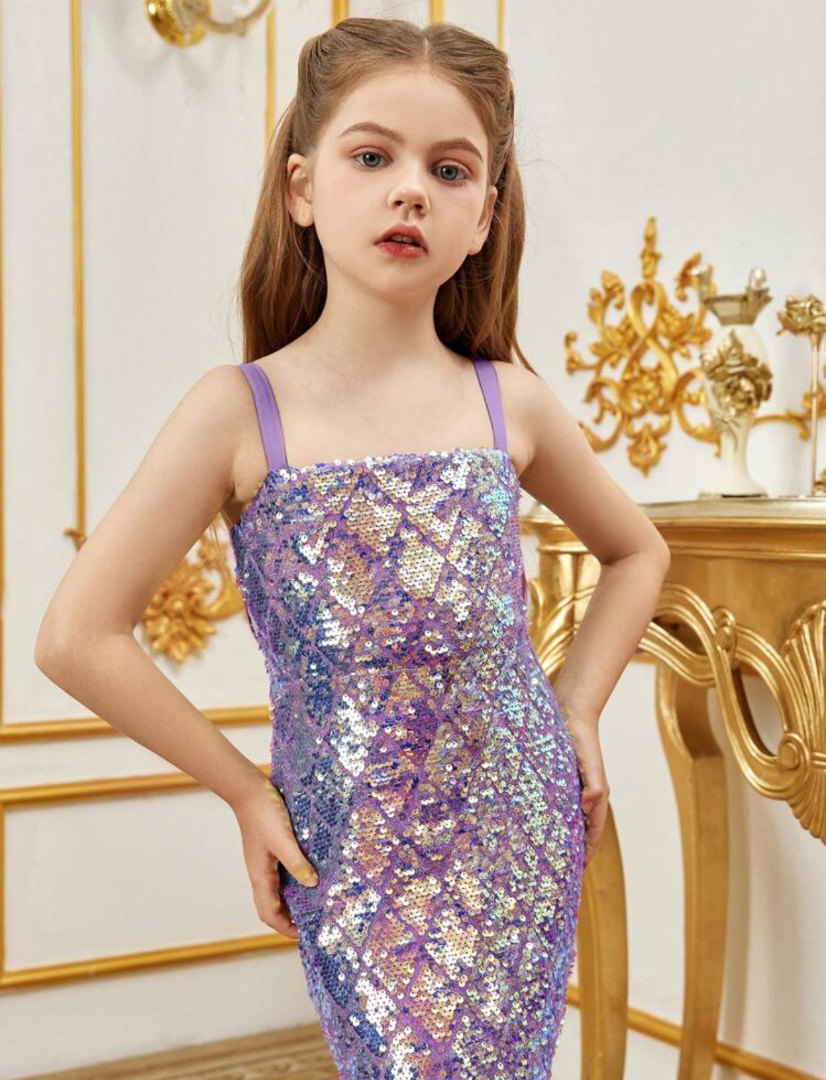 Sparkly Tween Mermaid Girls Spaghetti Strap Formal Dress Modish Kids Boutique Sparkly Tween Mermaid Girls Spaghetti Strap Formal Dress Modish Kids Boutique