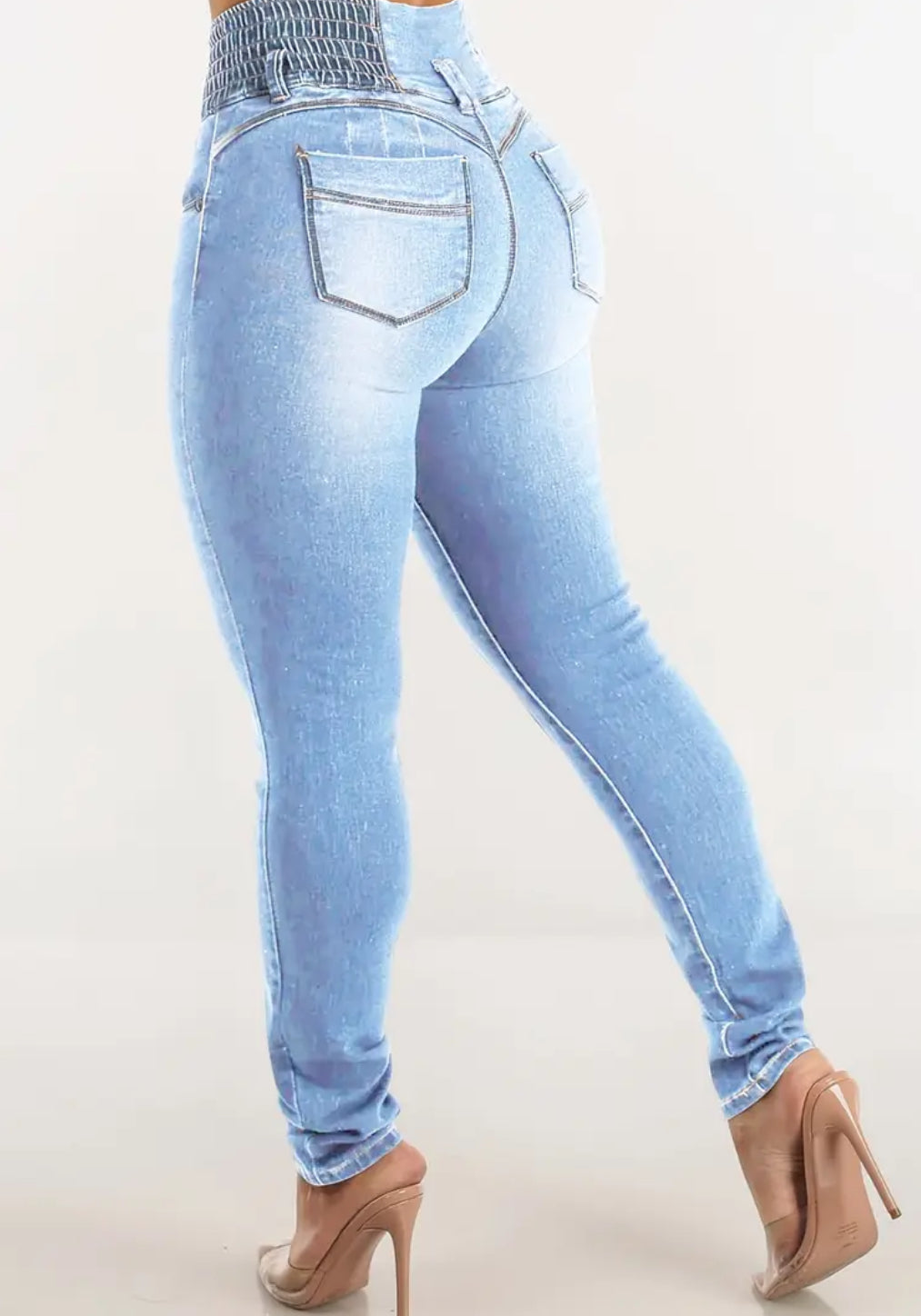 “Jamestown” High Waist Skinny Jeans, High Stretch Street Style