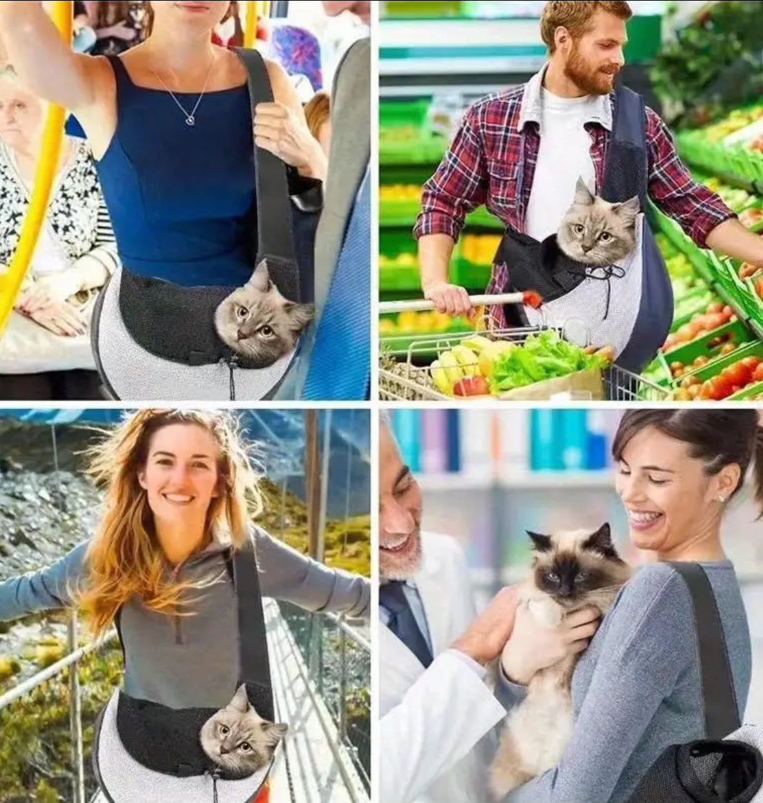 “Puppy Love” or Kitty 🐱 Comfortable Pet Sling Carrier, Breathable Mesh & Oxford Fabric