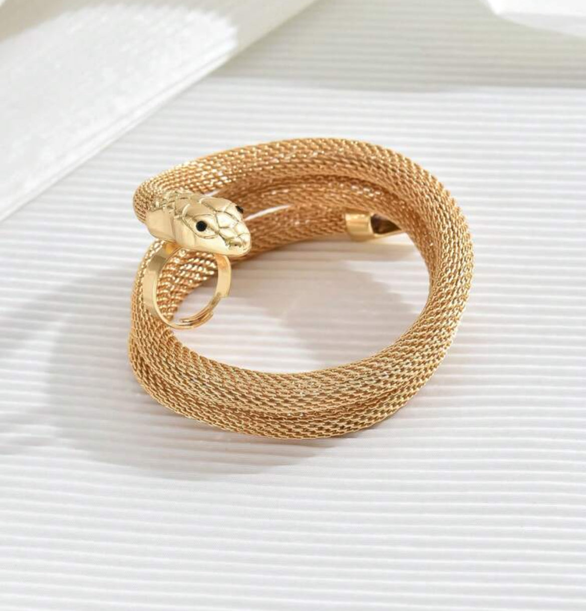 Snake Wrap Around, Connected Finger Bracelet, 1Pc Metallic Gold