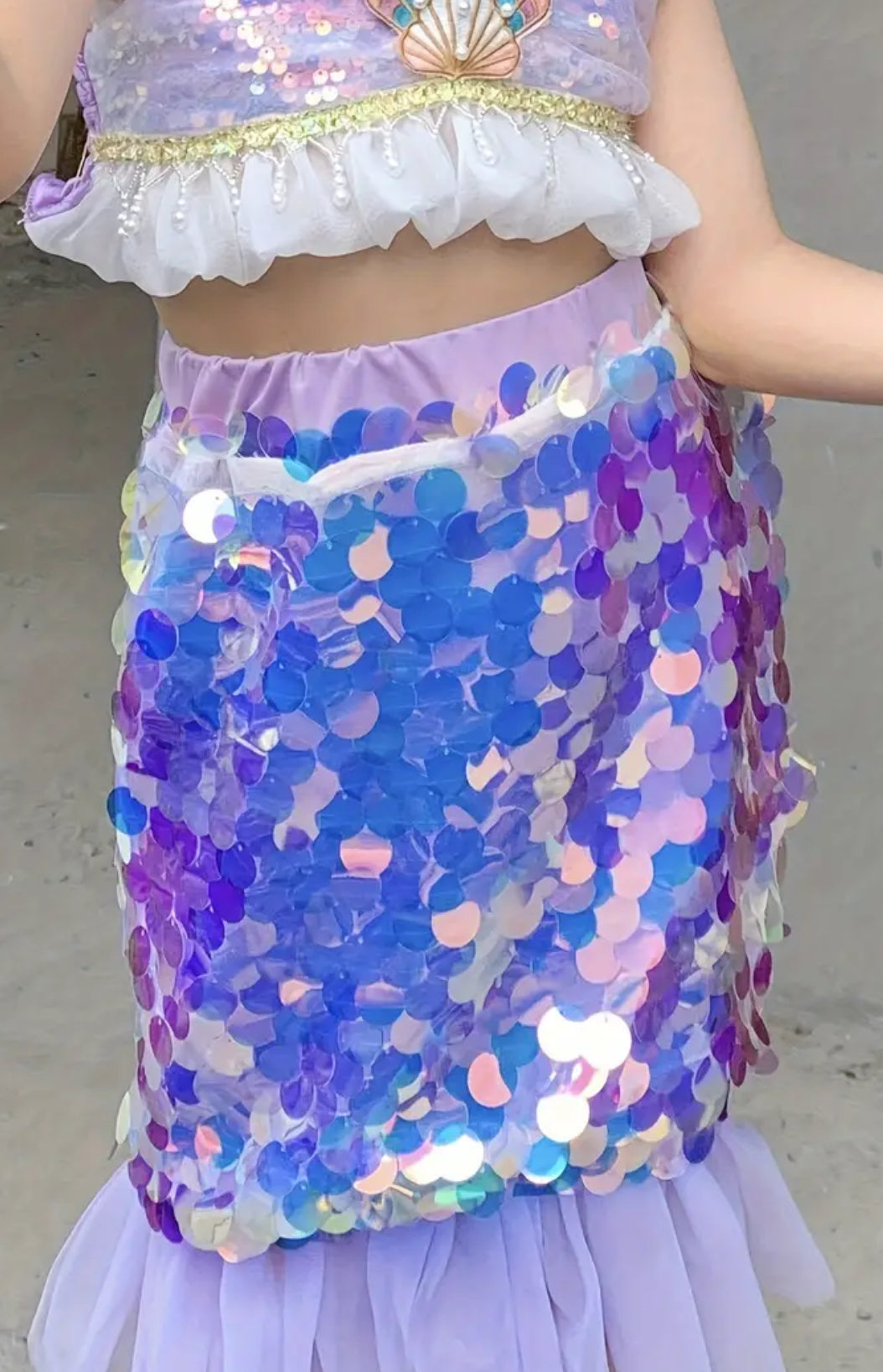 “Shiny & Stunning” Ruffle Cami Top & Mermaid Tail Skirt For Pool Party & Halloween