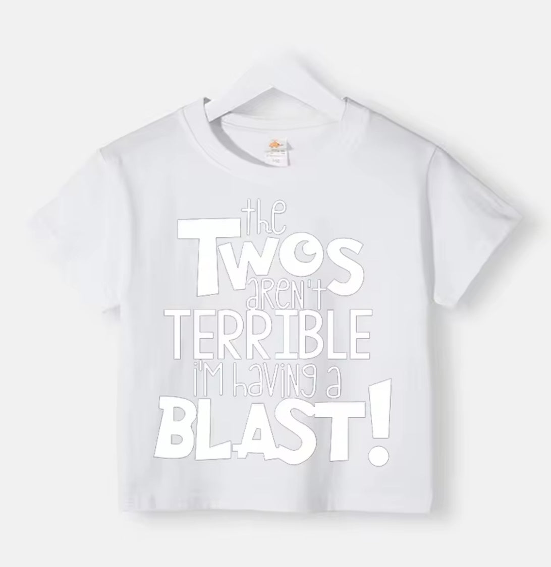 “Terrible Twos Are A Blast” T-Shirt, Kids Clothes