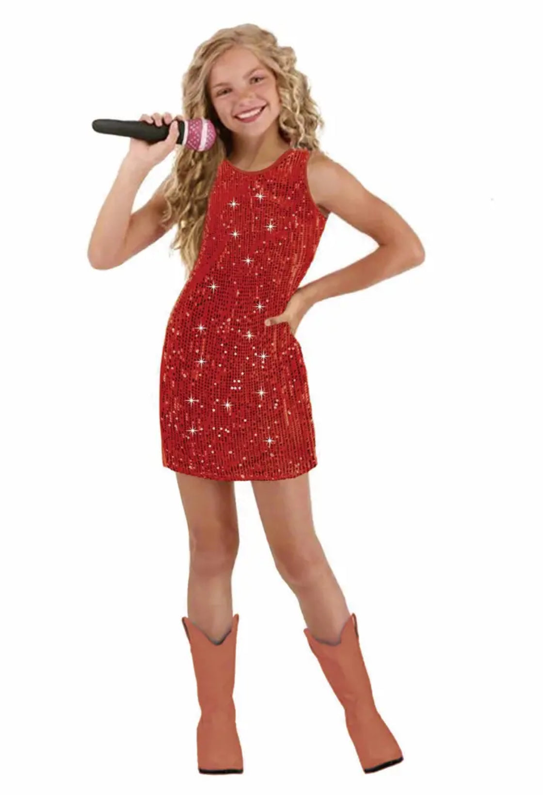 Glittering Sequin Decor, Sleeveless Dress For Girls