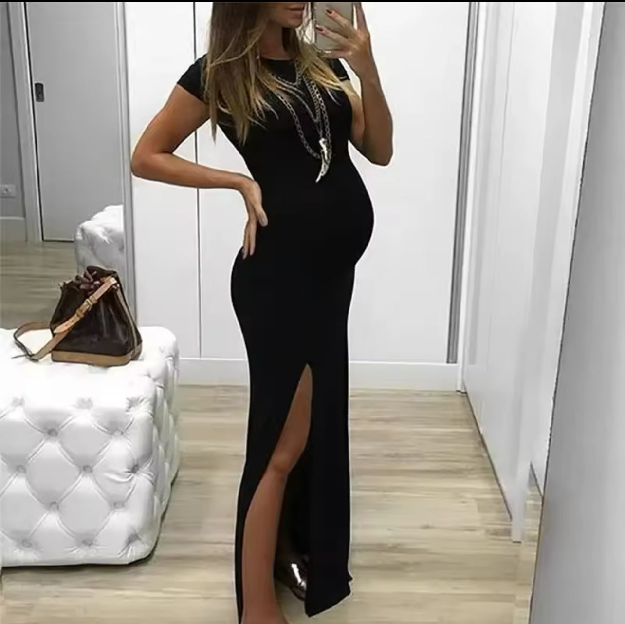 “Cutie Mommy” Casual Solid Sleeveless Maternity Tank Dress