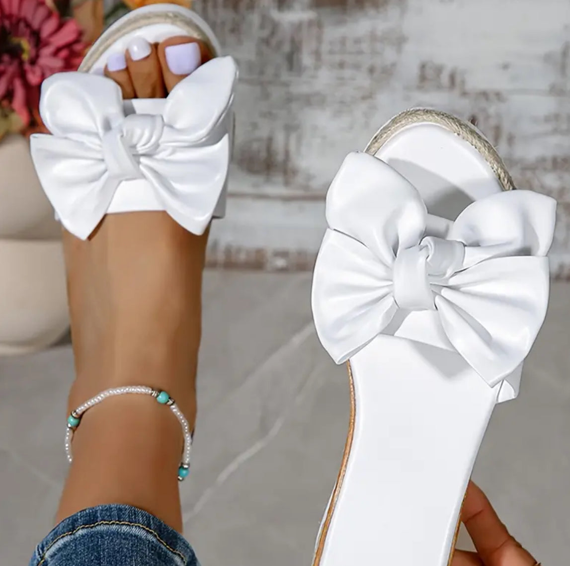 Bowknot Wedge Heeled Sandals 🤍