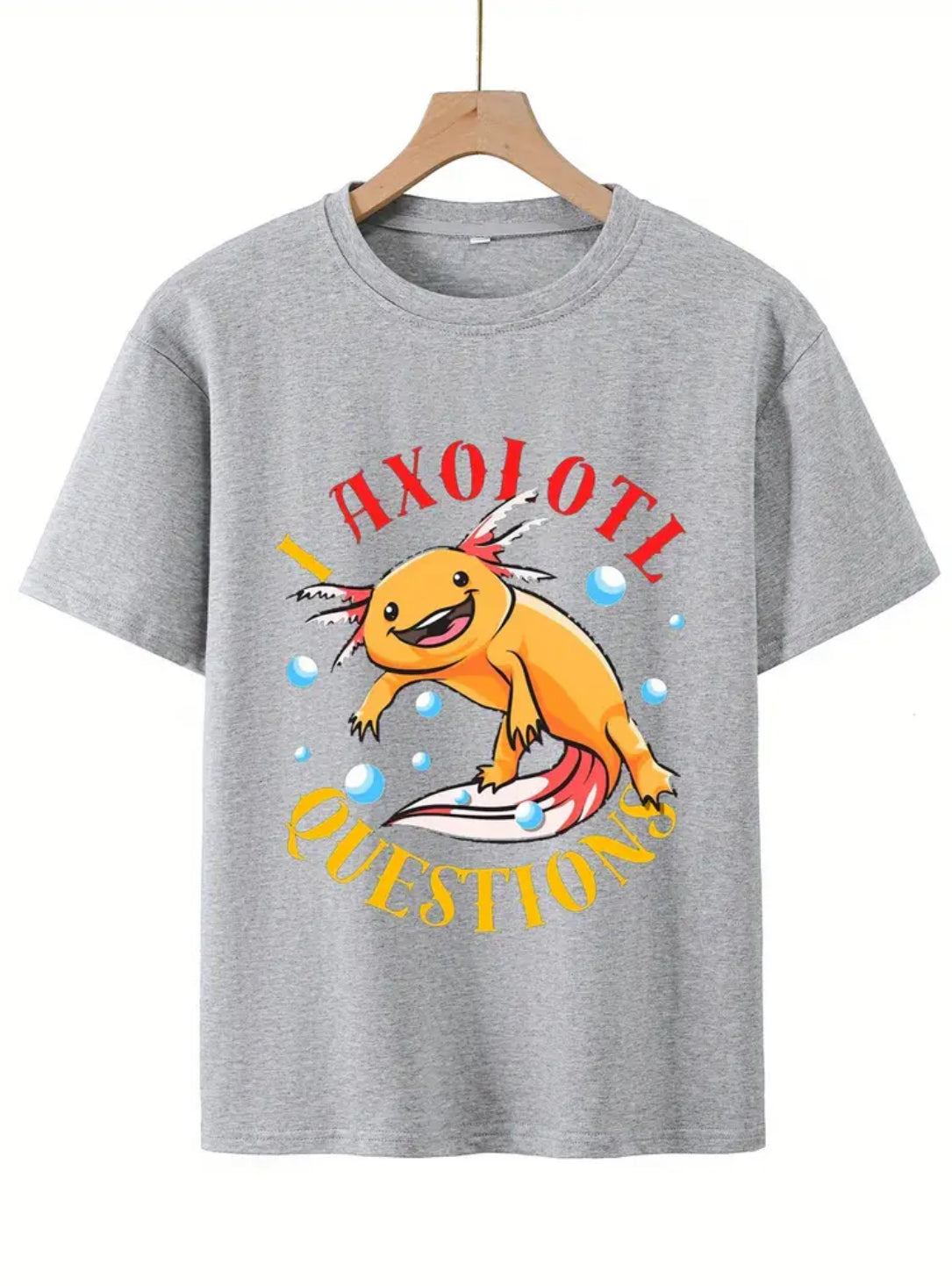 “I Axolotl Question” Boy's And Teenager's T-shirt, Casual Short Sleeve