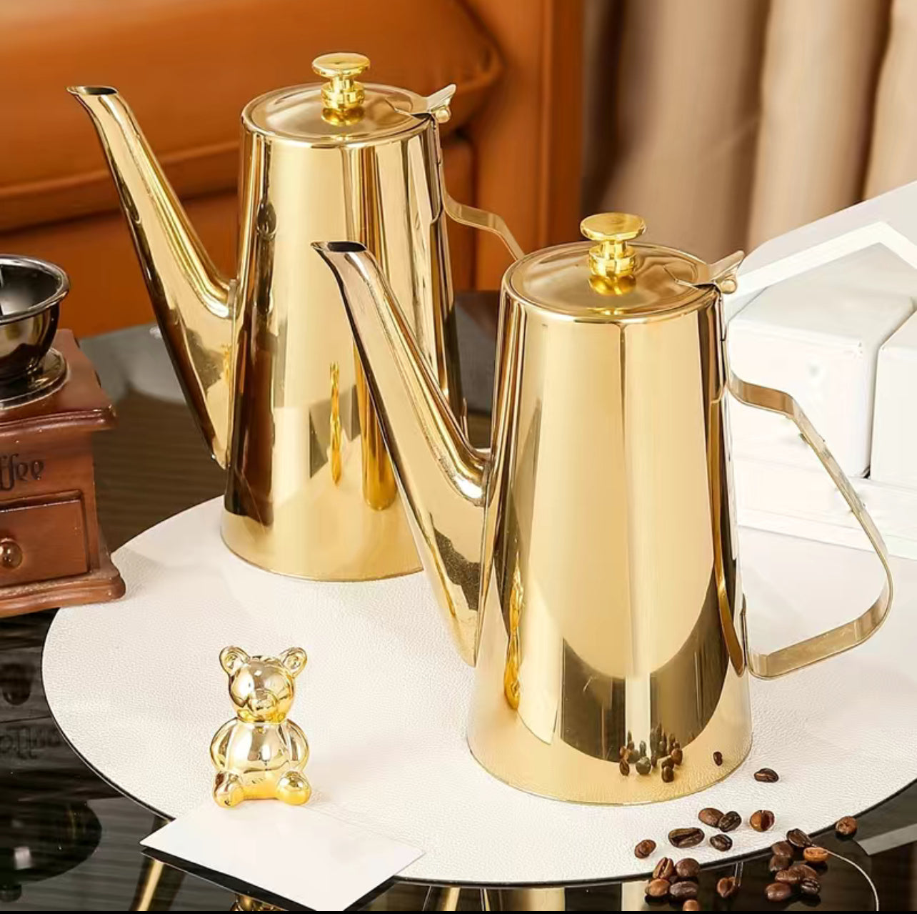 European Style Gold Coffee Pot, Stainless Steel