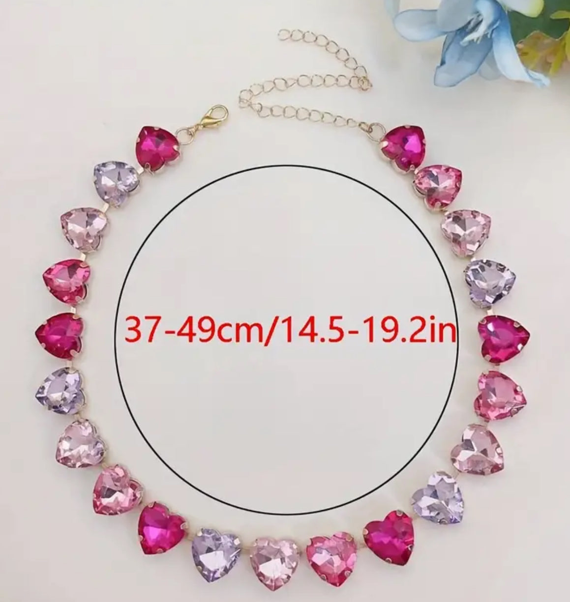 Girls “Dazzling Love” Colorful Glass Crystal Hearts Necklace