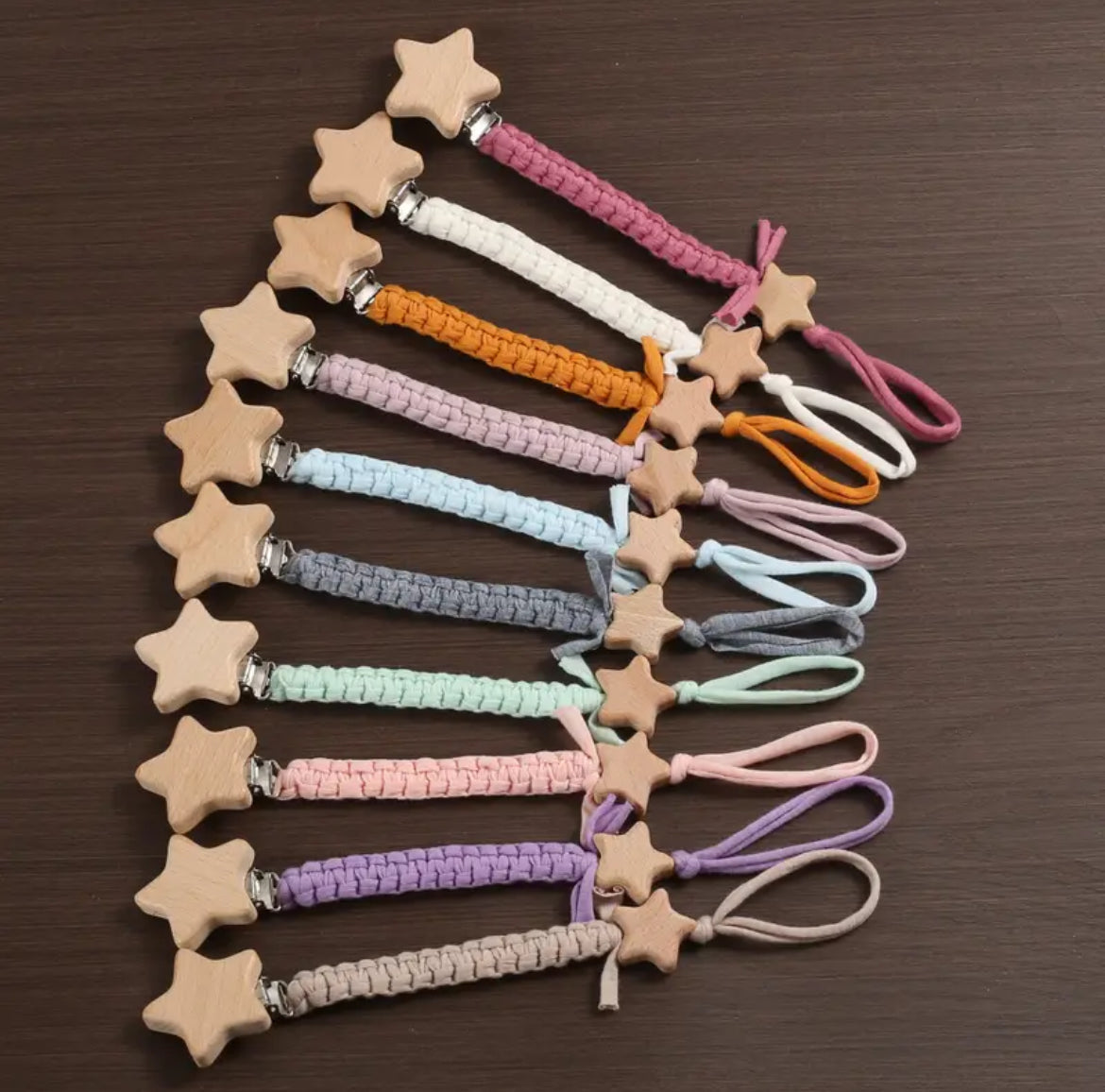 Cadena para chupete con forma de estrella, tejida a mano, 1 pieza Twinkle