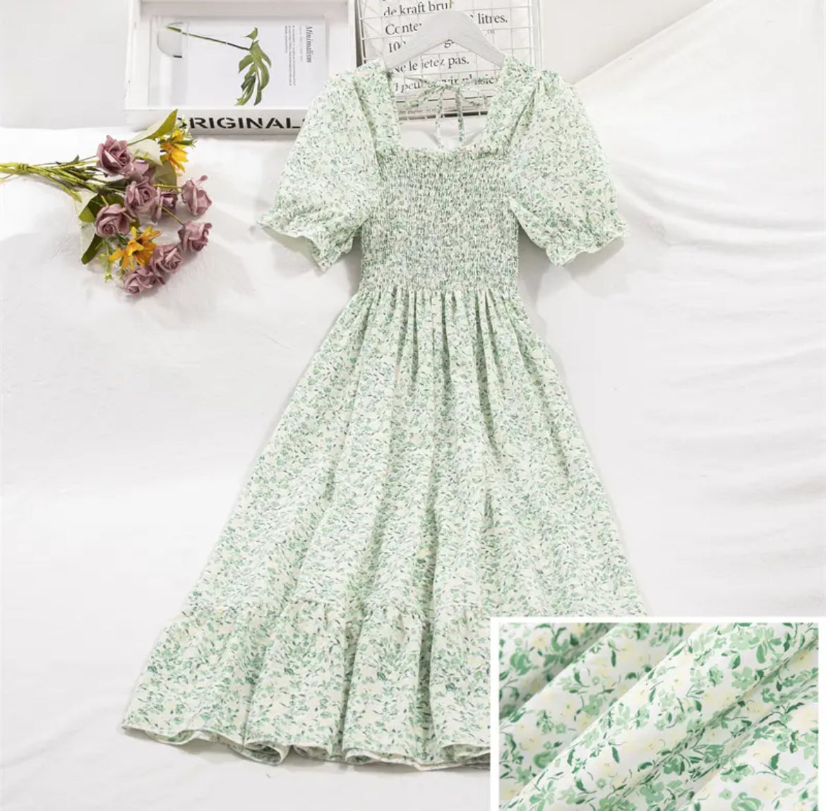 Gardenia’s, Short Sleeve Chiffon Dresses, Pleated Waistband